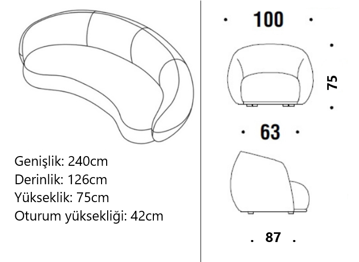 June Sofa Oval Bekleme Koltuğu